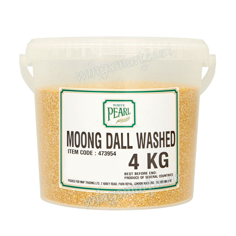 White Pearl Washed Moong Dall 4kg Premium Yellow Split Lentils Bulk Pack