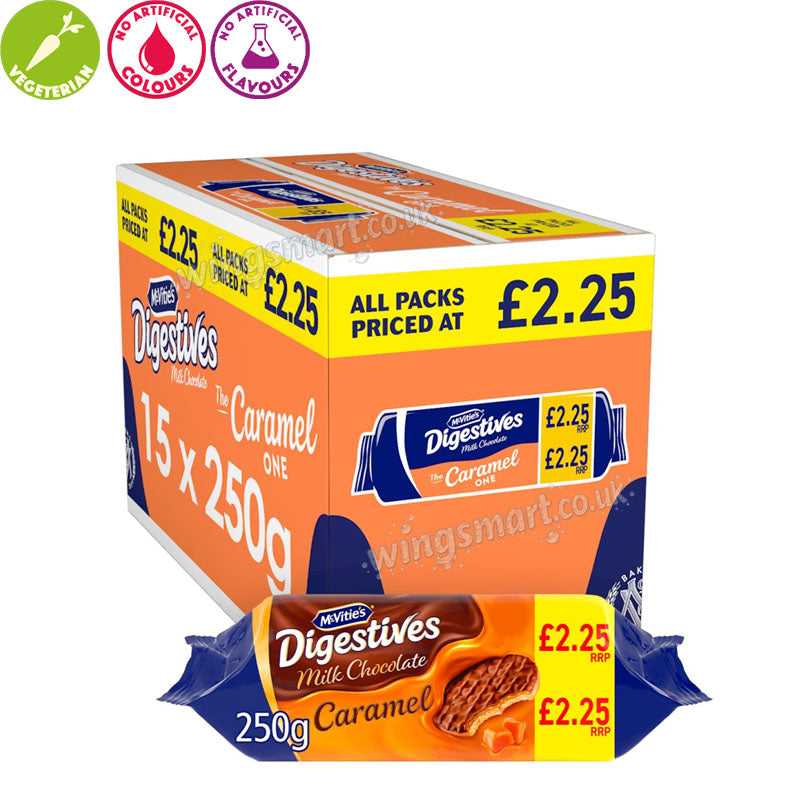 McVitie's Caramel Digestive Biscuits 250g PMP (Box of 15 Biscuits)