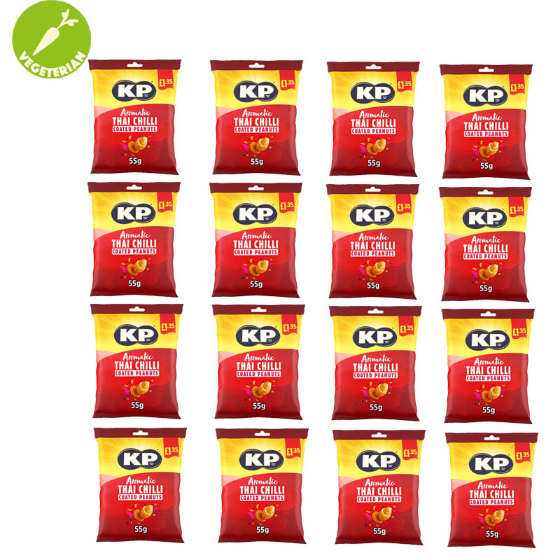 KP Aromatic Thai Chilli Coated Peanuts 55g x 16 Packs PMP Spicy Snack