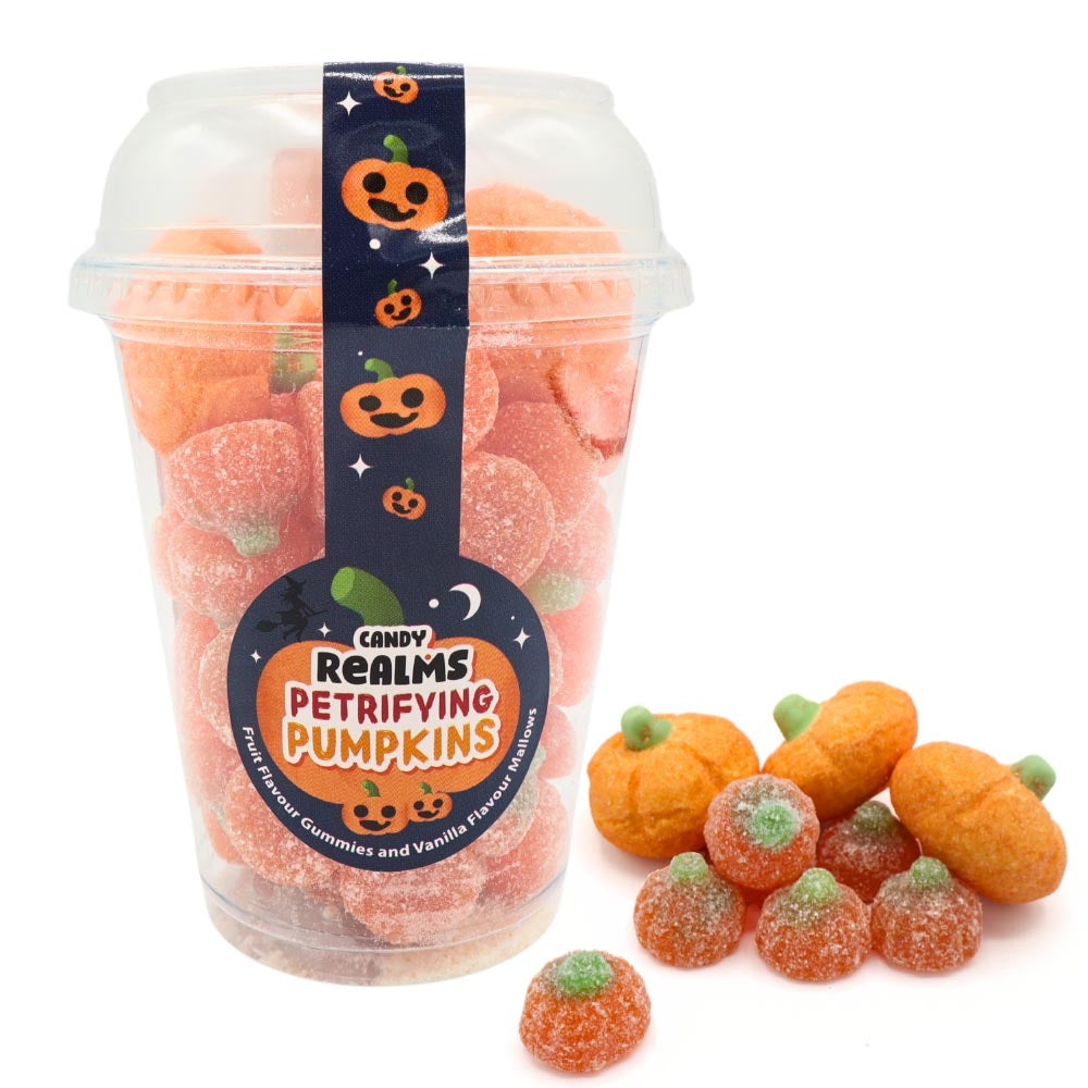 Candy Realms Petrifying Pumpkins Candy – 230g Cup (Pack of 8)