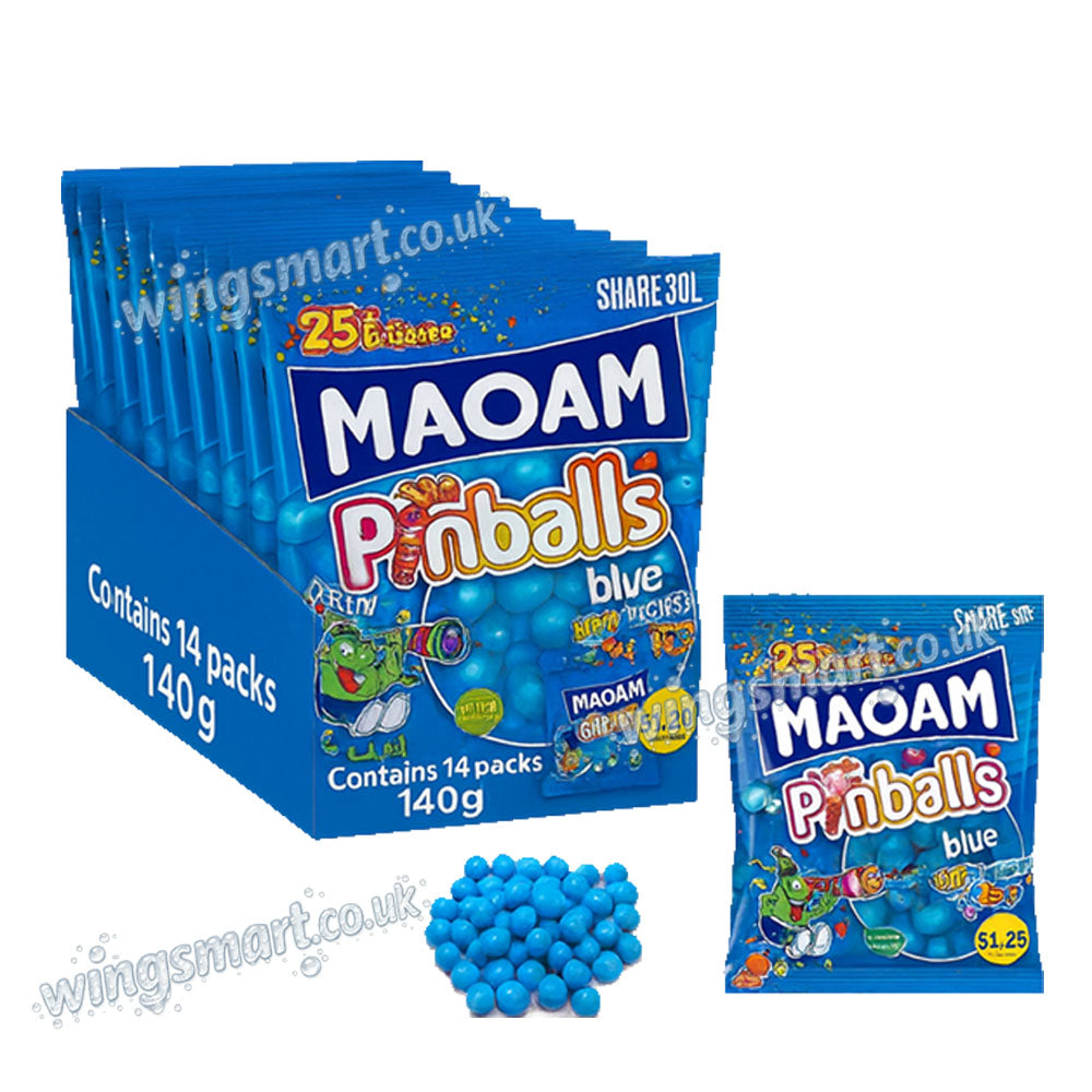 Maoam Blue Pinballs 140g PMP Sweets (7 & 14 packs)