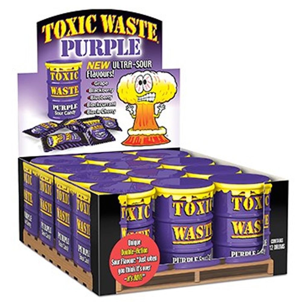 Toxic Waste Sour Candy Drums – 12 x 42g Tubs
