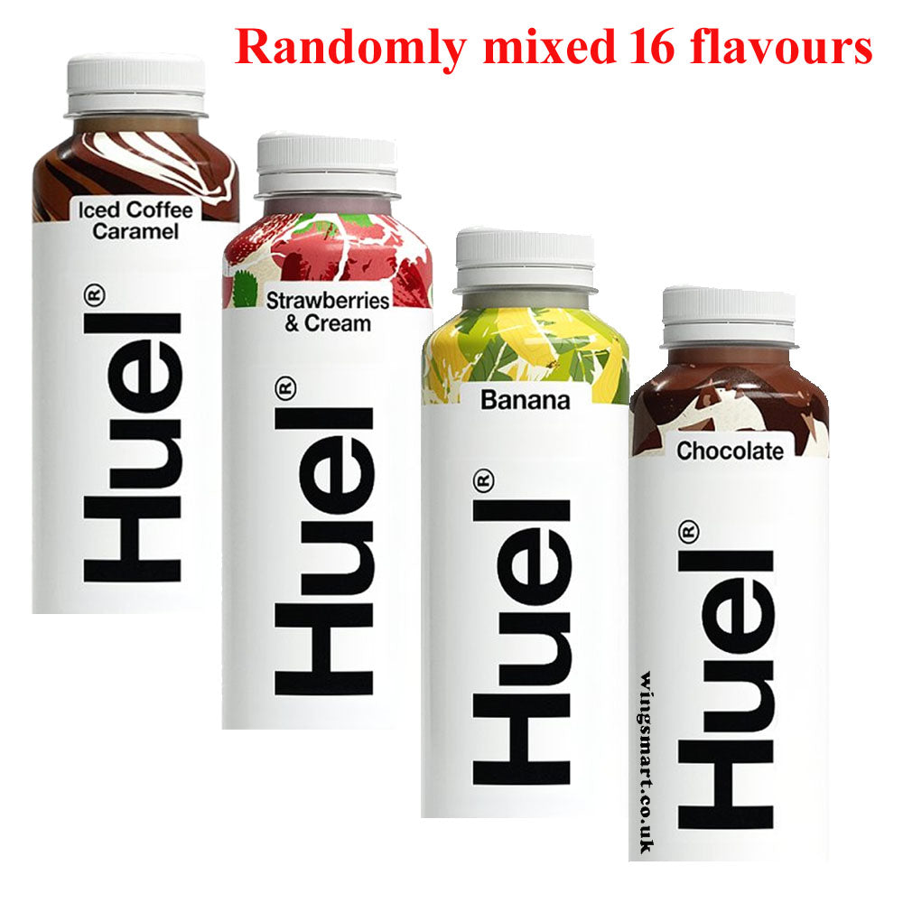 Huel Ready-to-Drink Complete Meal 500ml Strawberries & Cream, Banana, Chocolate & Iced Coffee Caramel.