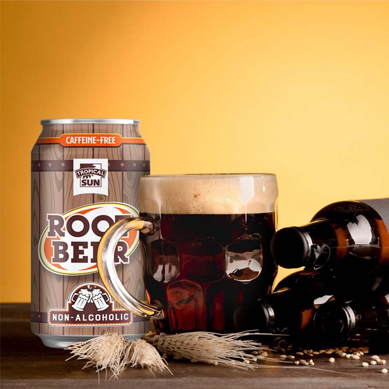 Tropical Sun Root Beer 330ml Cans Non-Alcoholic Caffeine-Free Fridge Pack