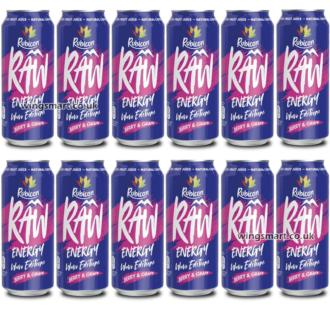 Rubicon Raw Energy Berry & Grape 500ml PMP (6 & 12 Cans)