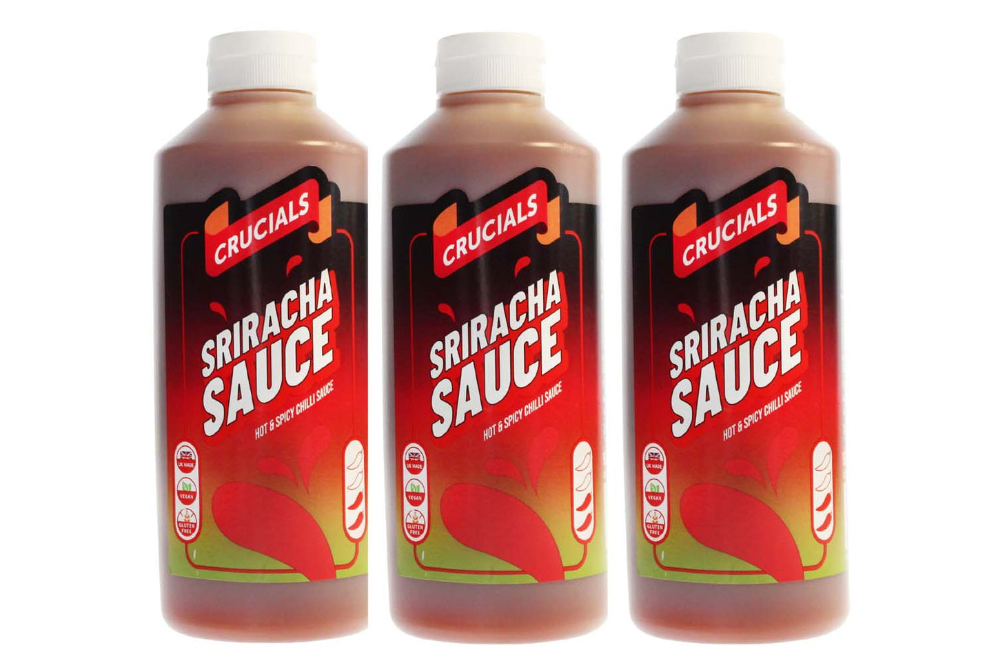 Crucials Sauce Garlic, Yoghurt, Mint, Sweet Chilli, Spicy Mayo 3 x 500ml Bottles