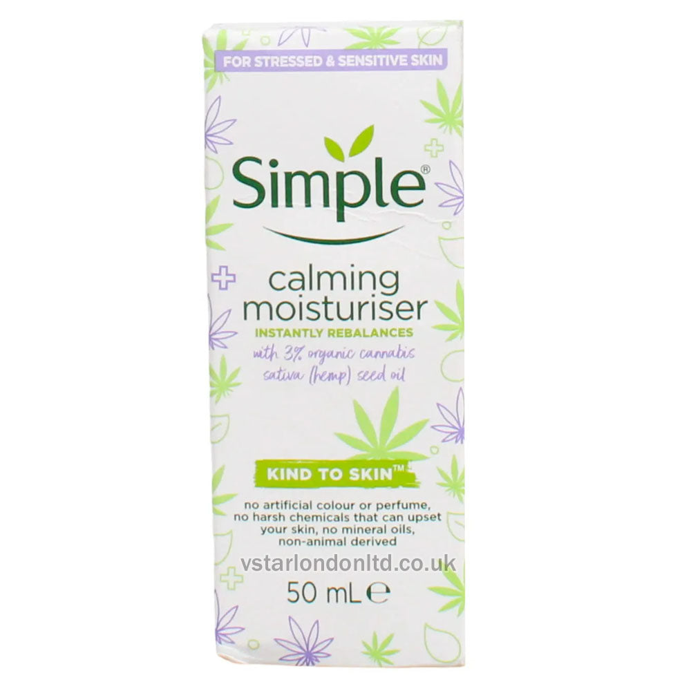 Simple Calm + Moisturizer 6 x 50ml – With Hemp Oil for Soothing Hydration