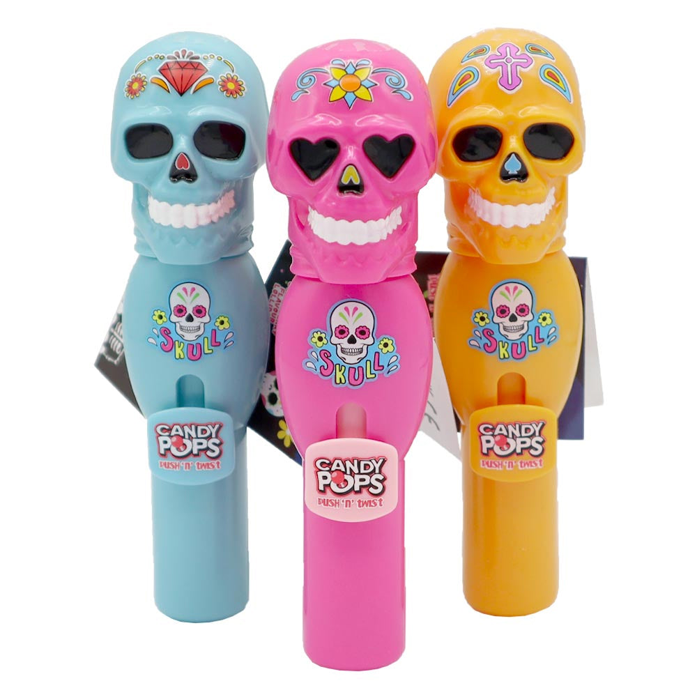 Candy Realms Skull Pops – Push & Twist Lollipops 8g (12 Pack)
