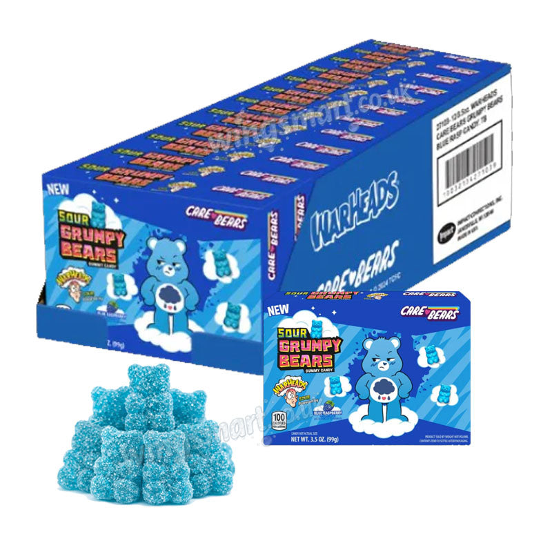 Warheads Grumpy Bears Sour Gummies Theatre Box 12x99g Bulk Pick and Mix Candy