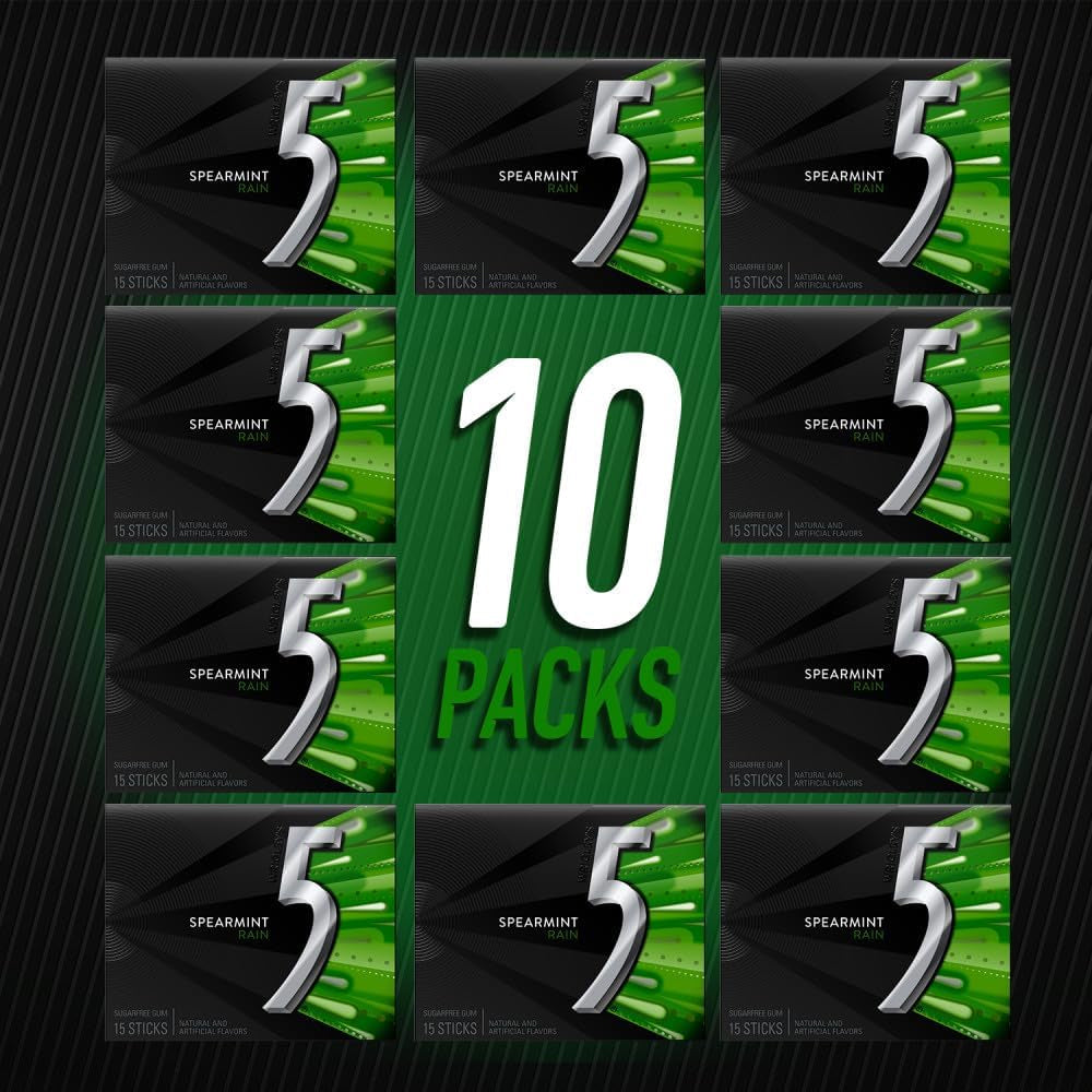 5 Gum Spearmint Rain Sugarfree - 15pc / 10ct