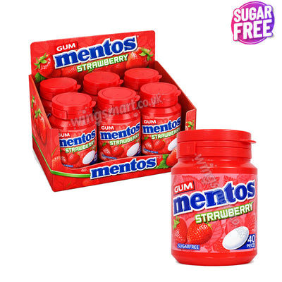 Mentos Strawberry & Spearmint Gum Bottles 56g PMP 6 Pack 40 Pieces Sugar Free Chewing Gum