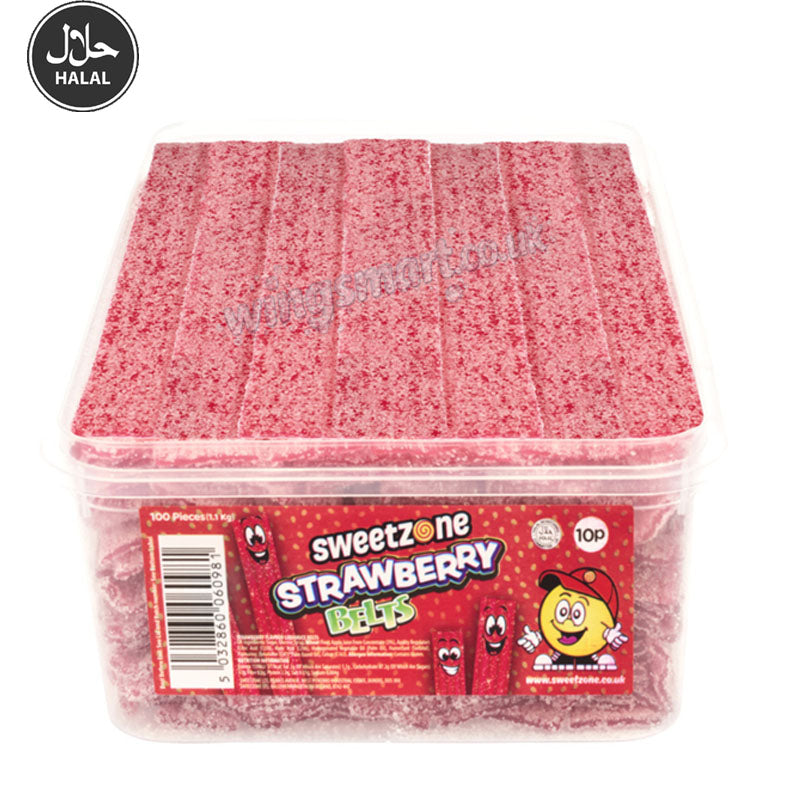 Sweetzone Belts Tub 1.1kg PMP Blue Raspberry Rainbow Cola Apple Watermelon Candy Sweets
