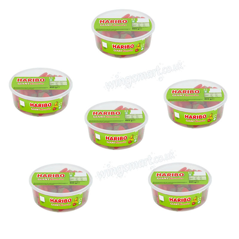 Haribo Giant Strawberry Flavour Chewy Jelly Sweets Tub 825g (Box of 6)