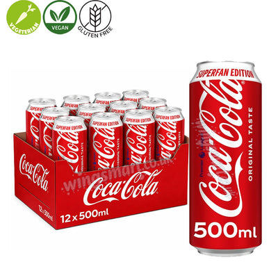 Coca-Cola Original Taste 500ml Superfan Can – Classic Carbonated Soft Drink Refreshing Cola Beverage