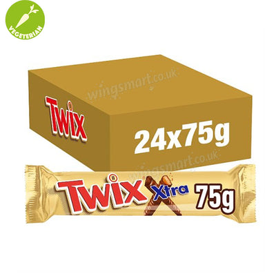 Twix Xtra Milk Chocolate Biscuit Twin Bars 75g (Box of 24 Bars)