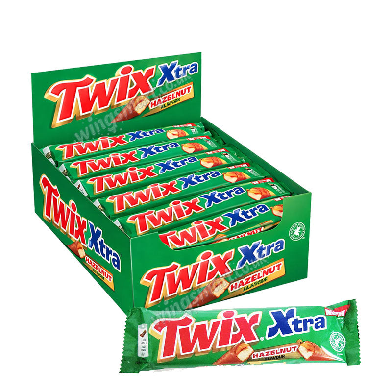 Twix Xtra Hazelnut 75g (24 Bars) Chocolate Caramel Biscuit Pack