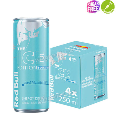 Red Bull Energy Drink Sugar Free Ice Edition Iced Vanilla Berry 250ml x 4 Tins