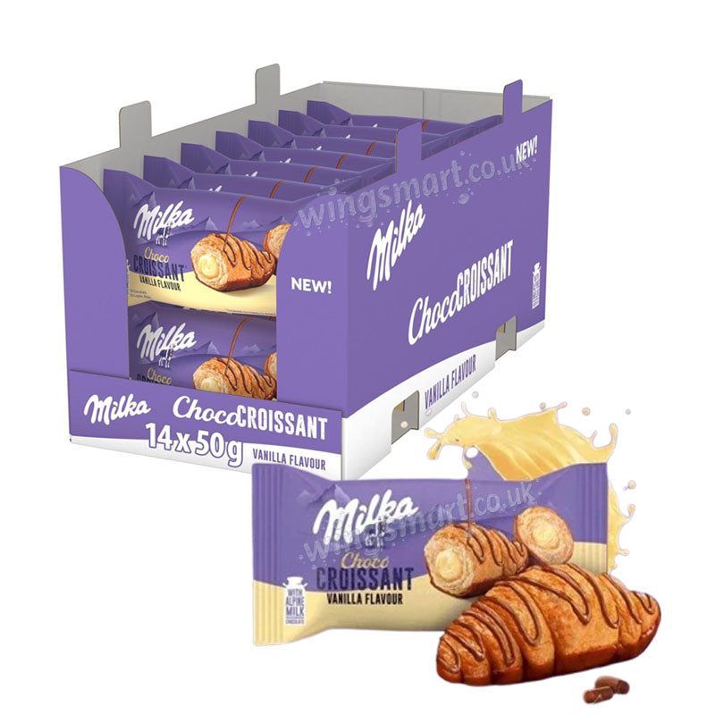 Milka Croissant Chocolate & Vanilla 14 x 50g – Soft Filled Croissant Duo Pack