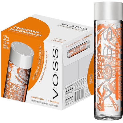 Voss Sparkling Water Variety Pack Tangerine Lemongrass Lime Mint Lemon Cucumber 375ml (Pack of 12)