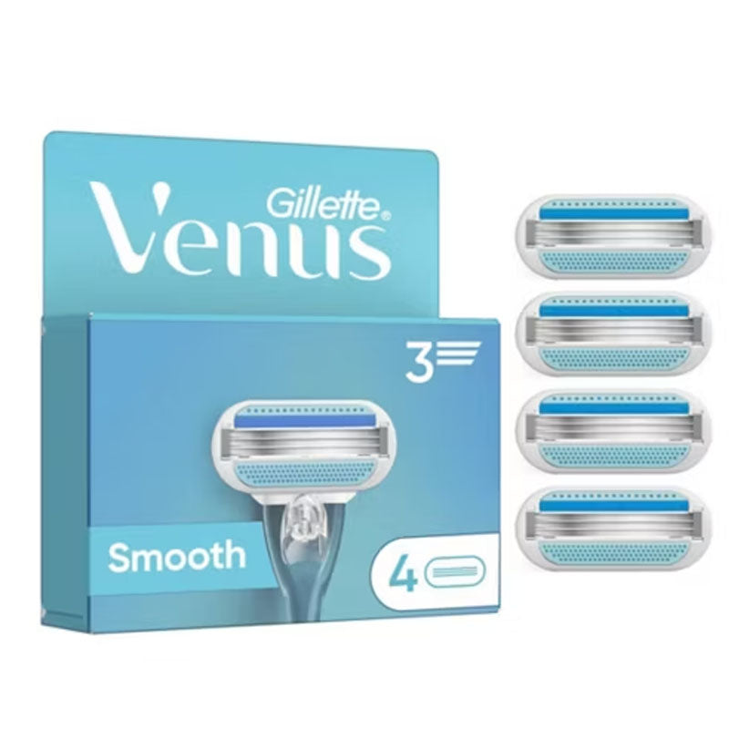 Gillette Venus Smooth Razor Blades 4 Cartridge Heads with 3 Blades Each for Women Smooth Comfortable Shave
