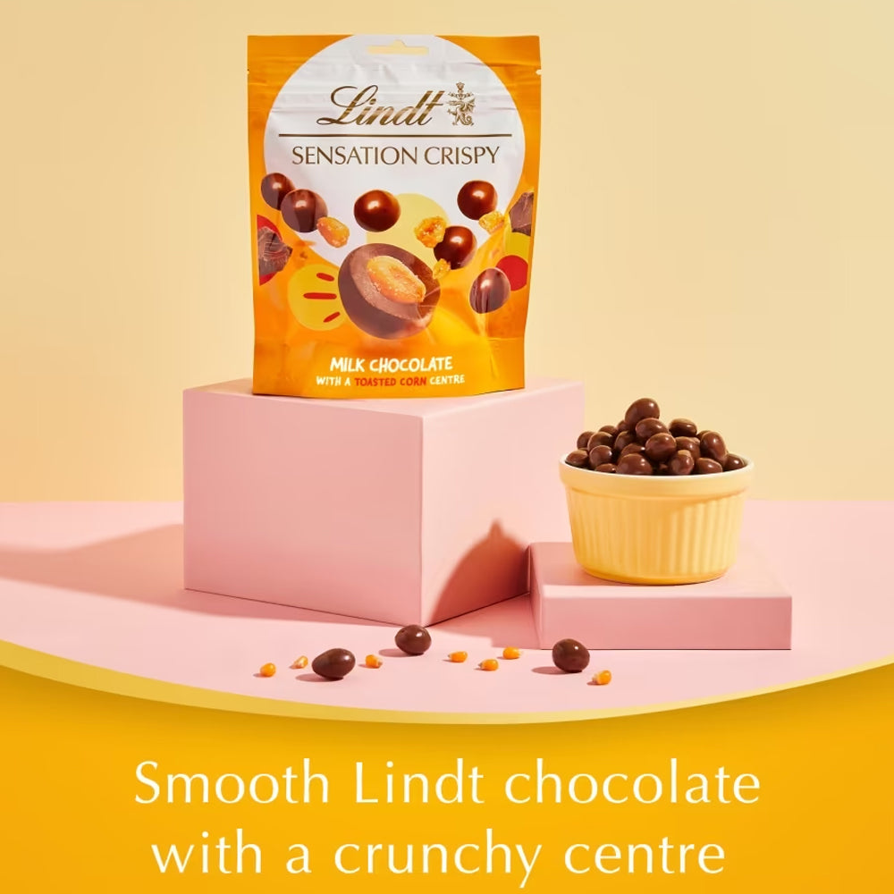 Lindt Crispy Sensations Milk Chocolate Corn Pouch 140g (Box of 10)