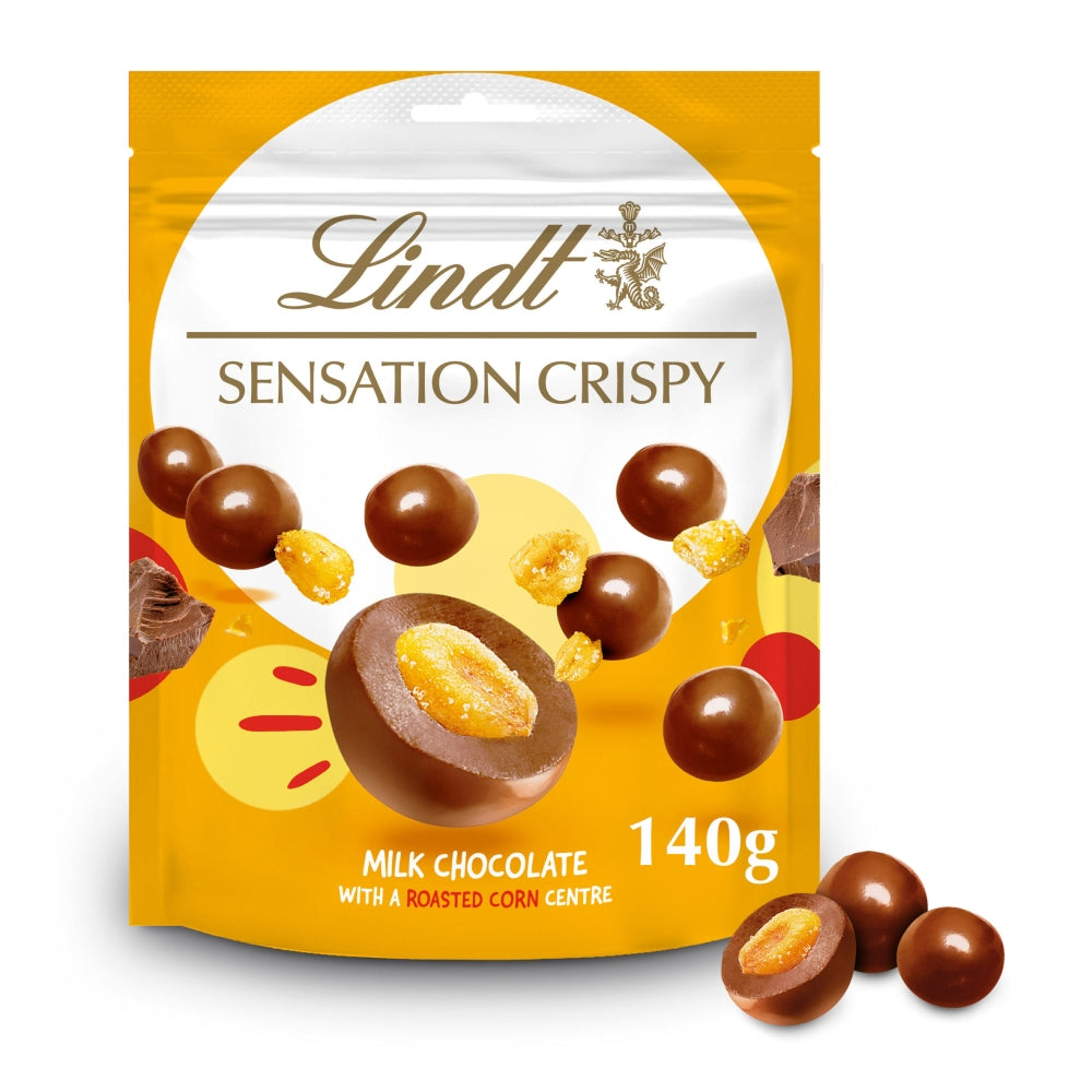 Lindt Crispy Sensations Milk Chocolate Corn Pouch 140g (Box of 10)