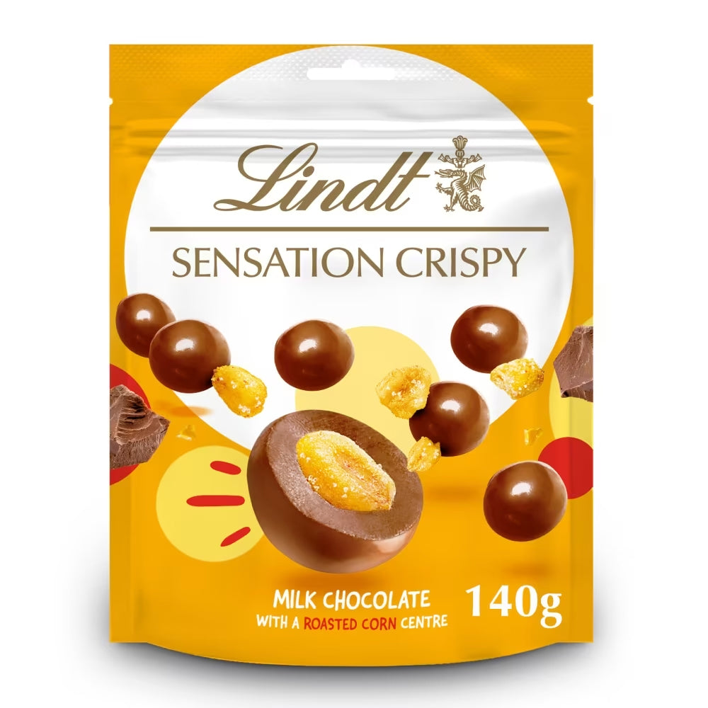 Lindt Crispy Sensations Milk Chocolate Corn Pouch 140g (Box of 10)