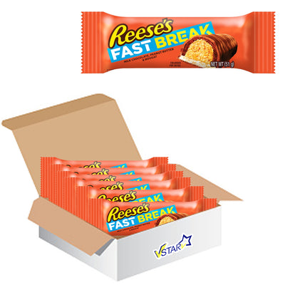 Reese's Fast Break Bar 51g - Chewy Nougat, Peanut Butter, and Milk Chocolate Delight - Perfect American Snack for Break-time