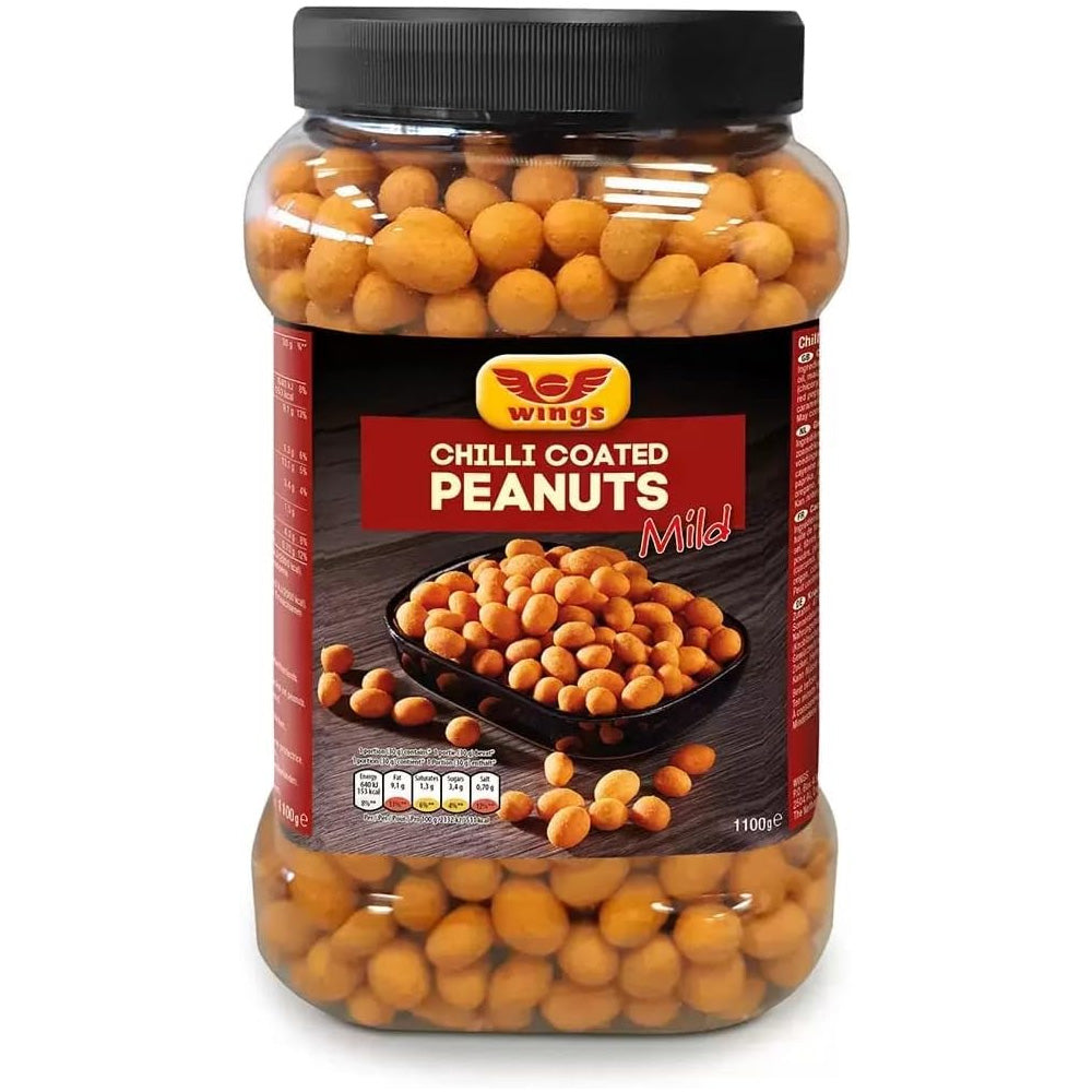 Wings Mild Chilli Coated Peanuts Crunchy & Spicy Snack Jar 1.1kg