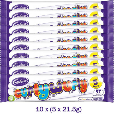Cadbury Curly Wurly 5-Bar Pack (107.5g) – Bulk Options Available