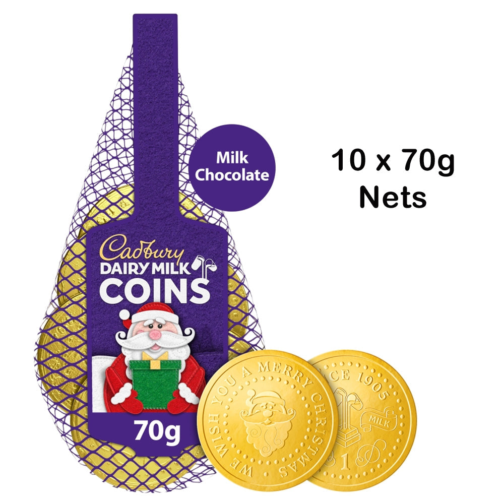 Cadbury Dairy Milk Chocolate Coins Net 70g (10 - 50 Nets)