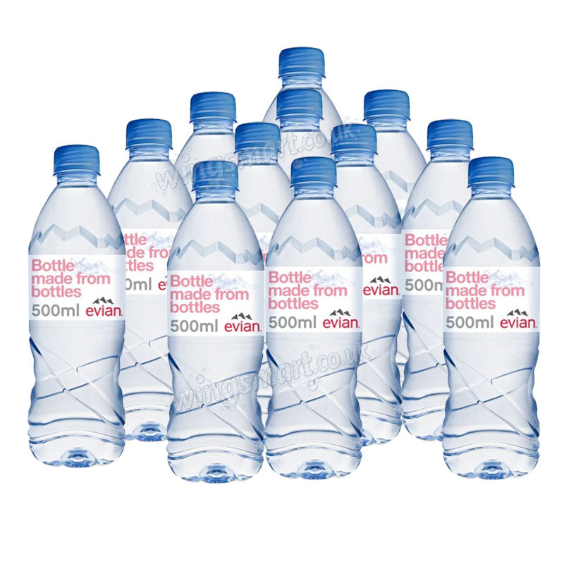 Evian Still Natural Mineral Water 500ml Bottles (12 & 24 Bottles)