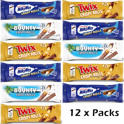 Milky Way, Bounty & Twix Crispy Rolls | Mixed Chocolate Pack (12 & 24 Bars)