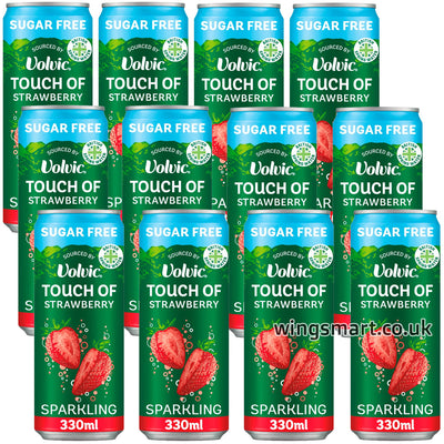 Volvic Touch of Strawberry Sparkling Sugar Free Flavoured Water 12 x 330ml Cans