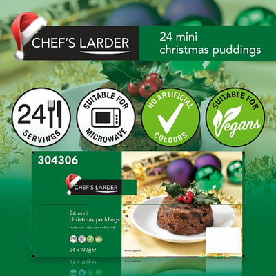 Chef's Larder Mini Christmas Puddings 24 x 100g