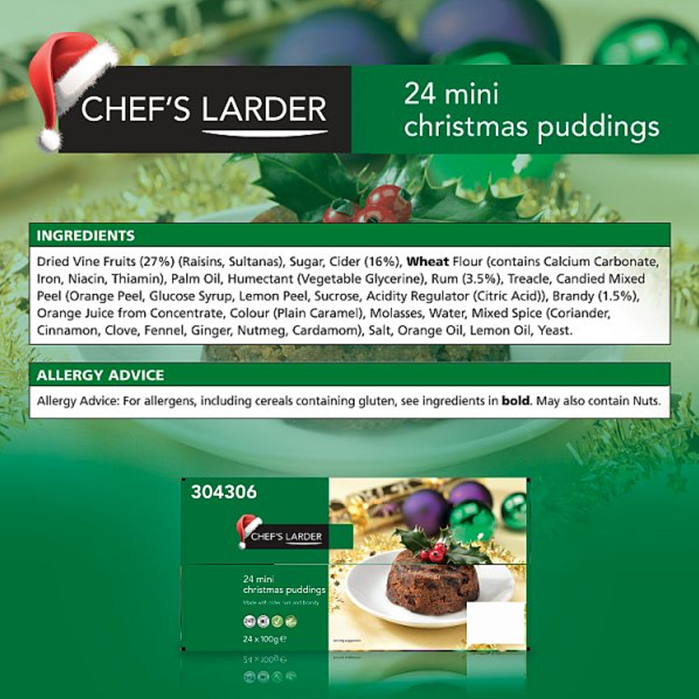 Chef's Larder Mini Christmas Puddings 24 x 100g