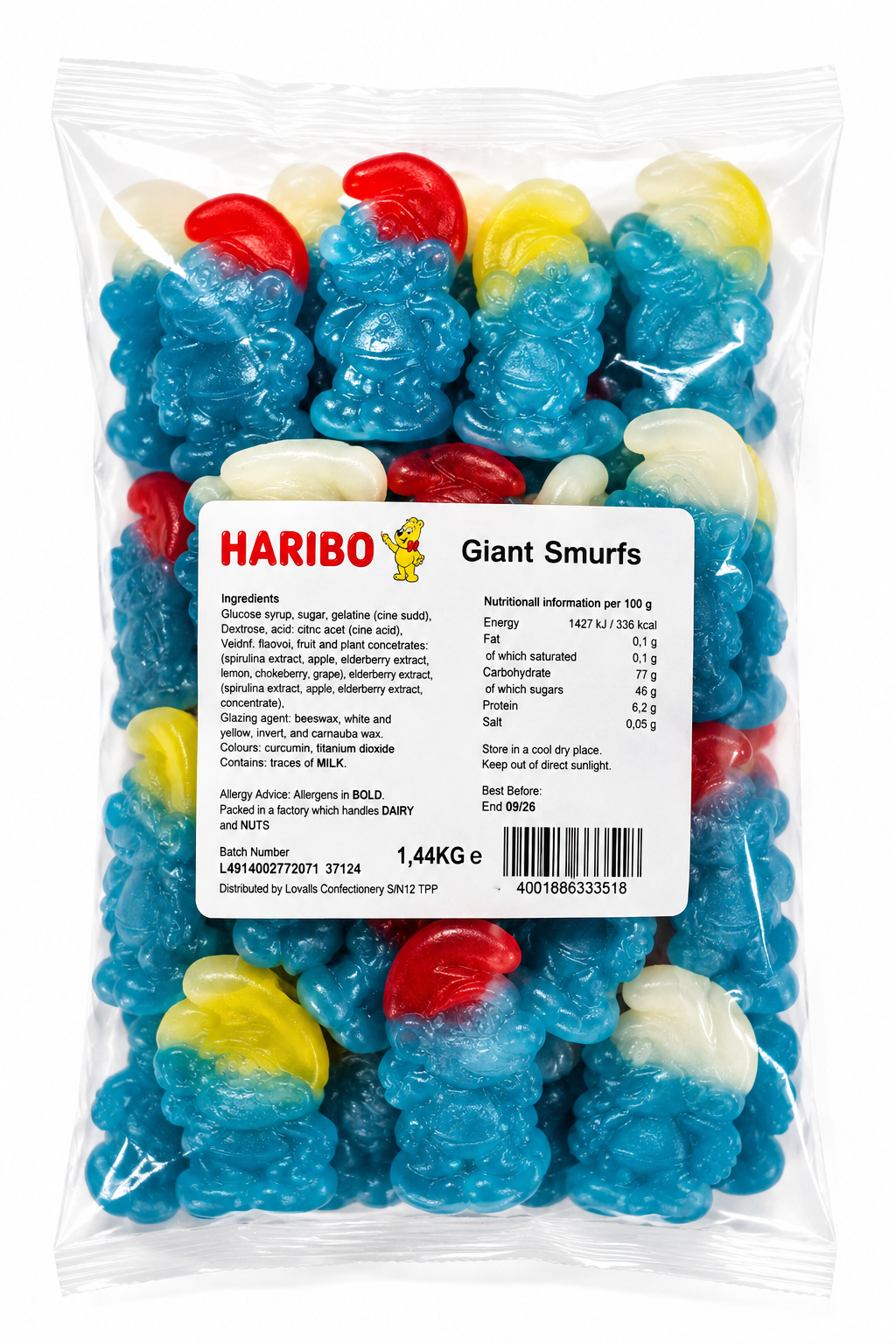 Haribo Giant Smurfs 1.44kg - Giant Jelly Sweets