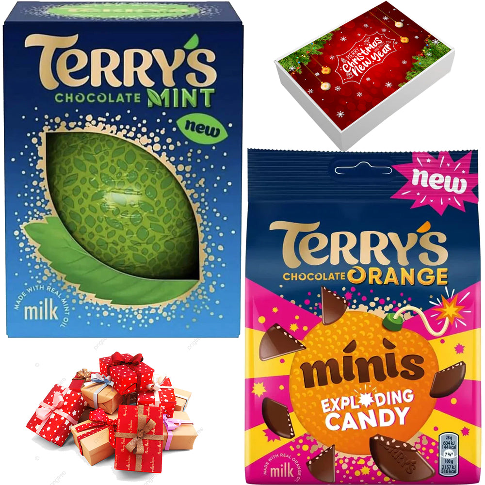 2 x Mixed Terry's Chocolate Mint Crisp & Orange Exploding Minis Bag With Gift Box