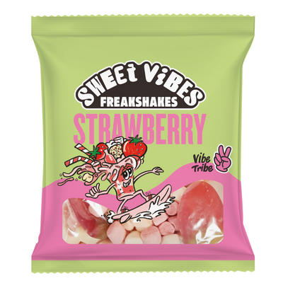 Sweet Vibes Strawberry Freakshake Bag | 12 x 115g | Unique Strawberry and Vanilla Flavour Mashups | Perfect Treat for Teens