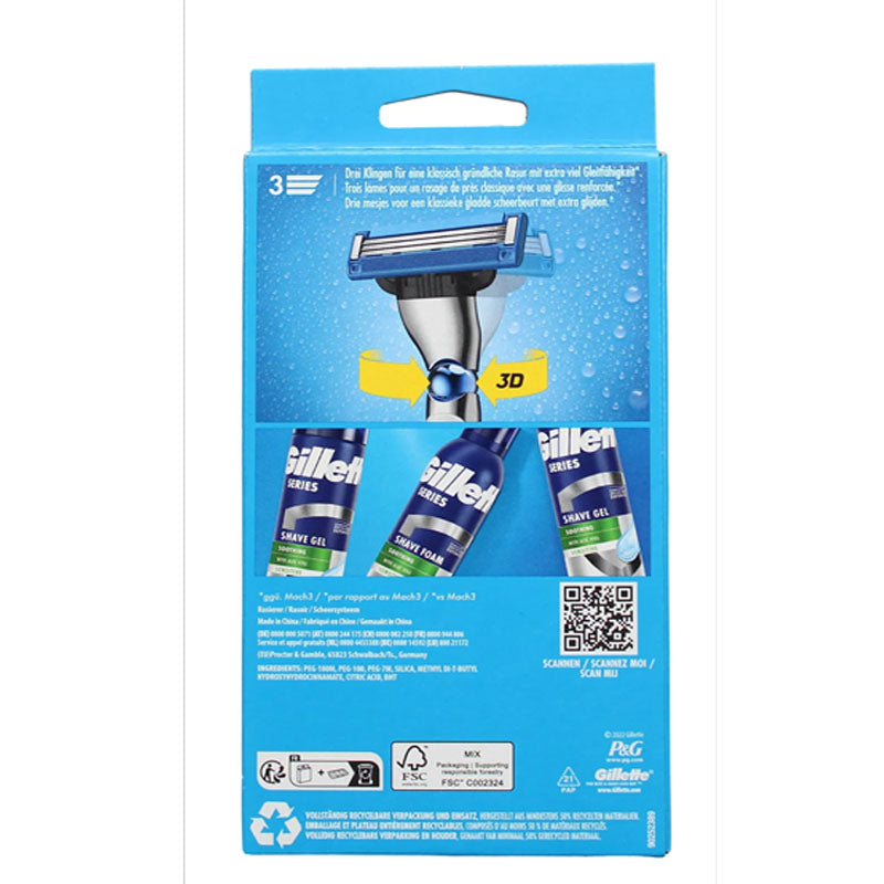 Gillette Mach3 Turbo Razor 1 Handle with 3 Blades | Men's Shaving Razor