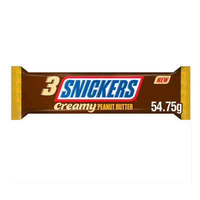 Snickers Creamy Peanut Butter & Milk Chocolate Snack Bar Trio 54.75g (Box of 32)