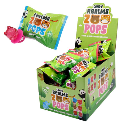 Candy Realms Zoo Pops Fruit Flavour Candy Lollipops 11g (Box Of 24)
