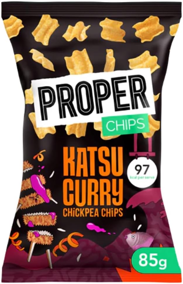 Proper Chickpea Chips Variety Pack - Ghost Chilli & Yuzu, Katsu Curry, Jerk Sauce - 85g Each, Pack of 3