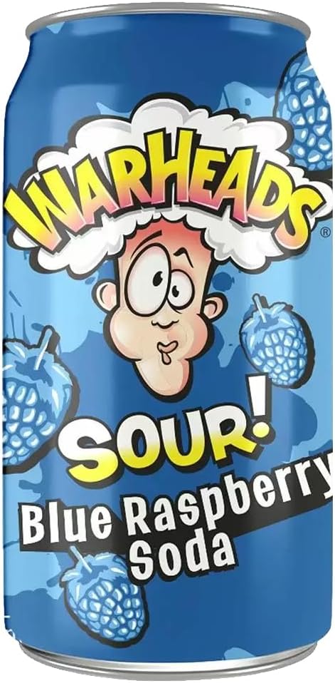 Warheads Sour Variety Pack Soda Cans 355ml (Pack of 5) – Lemon, Blue Raspberry, Black Cherry, Green Apple, Watermelon