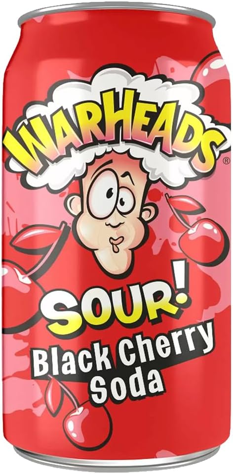 Warheads Sour Variety Pack Soda Cans 355ml (Pack of 5) – Lemon, Blue Raspberry, Black Cherry, Green Apple, Watermelon