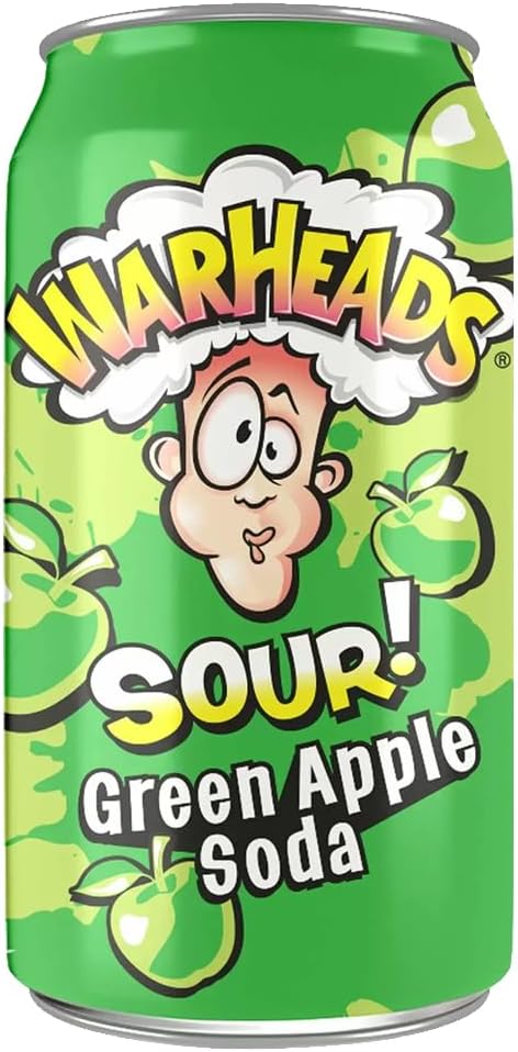 Warheads Sour Variety Pack Soda Cans 355ml (Pack of 5) – Lemon, Blue Raspberry, Black Cherry, Green Apple, Watermelon