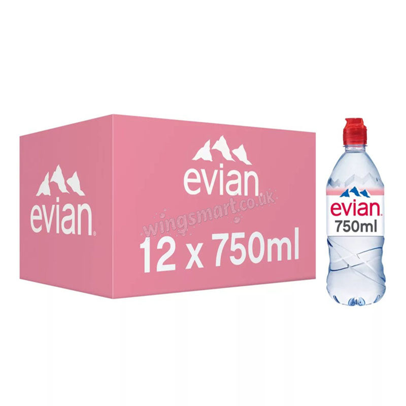 Evian Still Natural Mineral Water Bottles 12 x 750ml