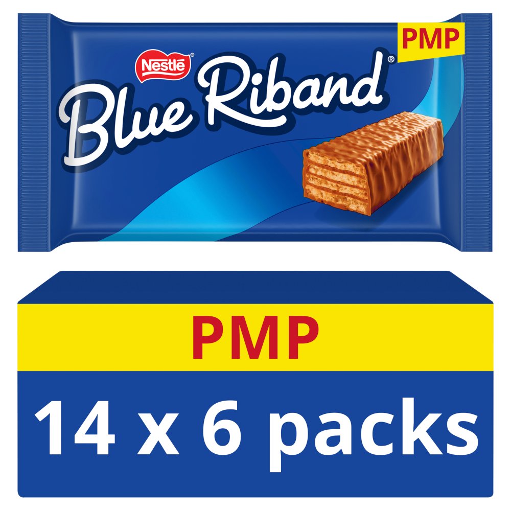 Blue Riband Milk Chocolate Wafer Biscuit Bar 6 Pack Multipack 108g PMP (Box of 14)