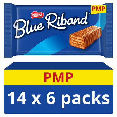 Blue Riband Milk Chocolate Wafer Biscuit Bar 6 Pack Multipack 108g PMP (Box of 14)