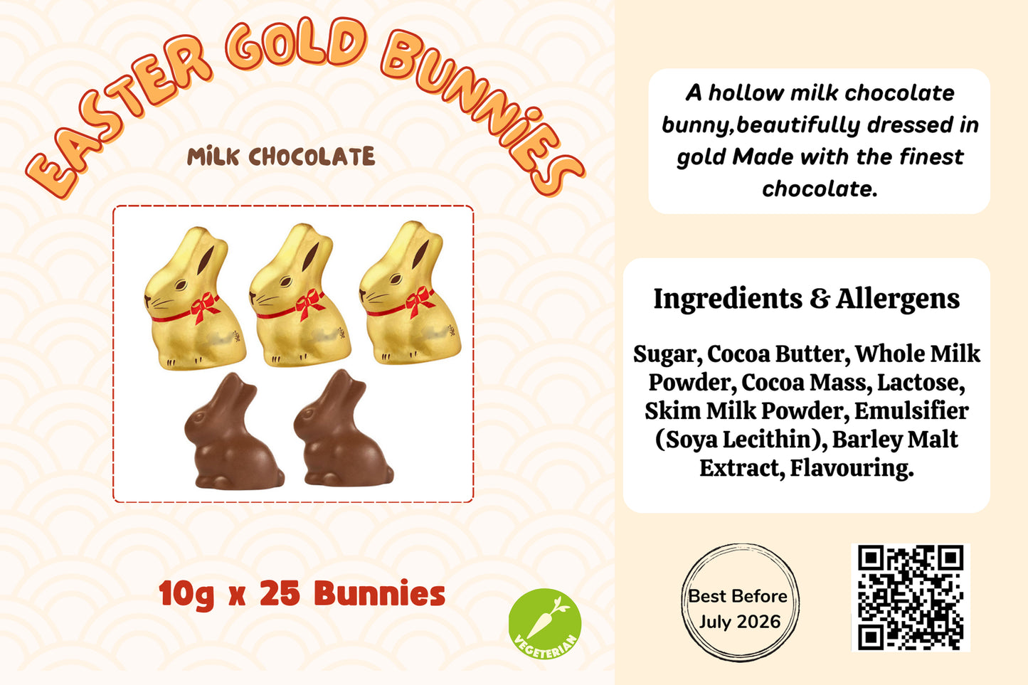 Lindt Gold Bunny Milk Chocolate 10g (Tub of 25)